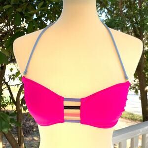 Victoria's Secret Hot Pink Bikini Top Strappy Bra Size Small